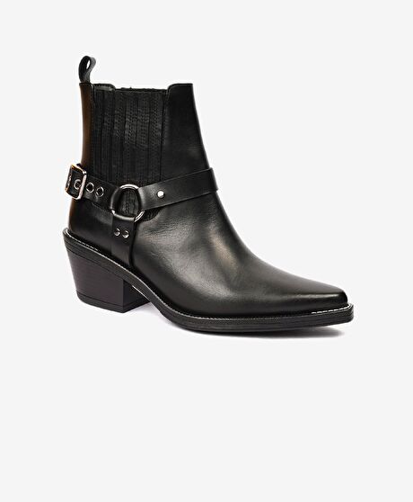 Kadın Siyah Hakiki Deri Chelsea Bot