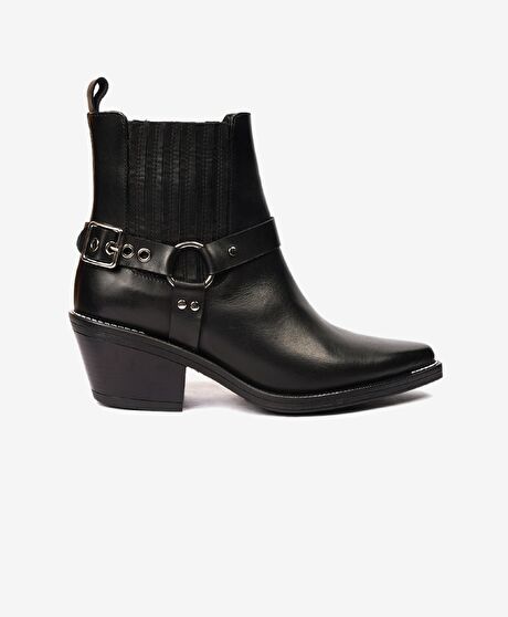 Kadın Siyah Hakiki Deri Chelsea Bot