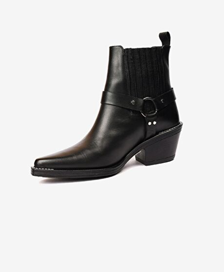 Kadın Siyah Hakiki Deri Chelsea Bot