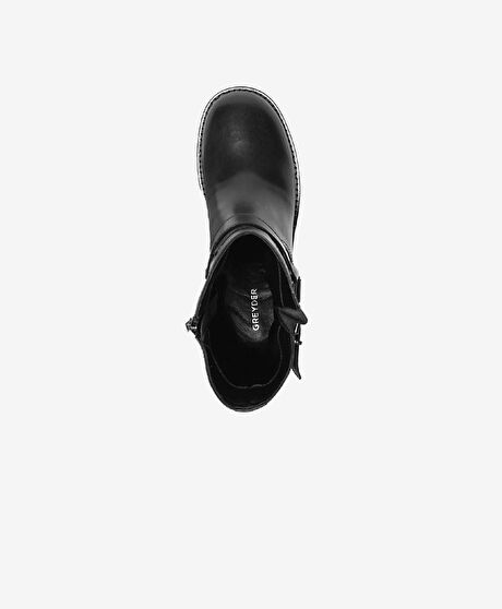 Kadın Siyah Hakiki Deri Topuklu Bot