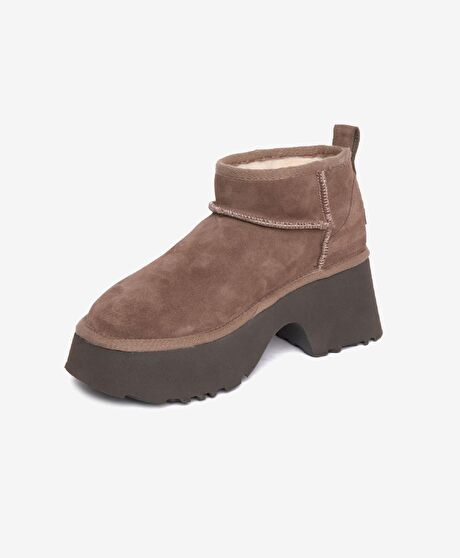 Kadın Sigaro Süet Hakiki Deri Topuklu Bot