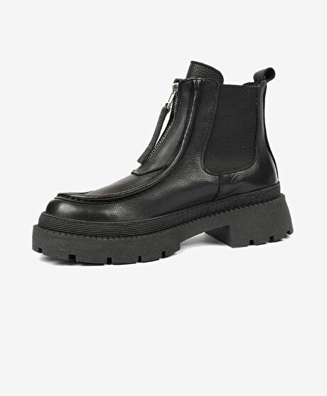 Kadın Siyah Hakiki Deri Termo Light Taban Chelsea Bot