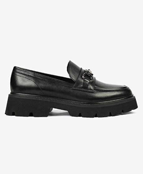 Kadın Siyah Hakiki Deri Loafer Ayakkabı