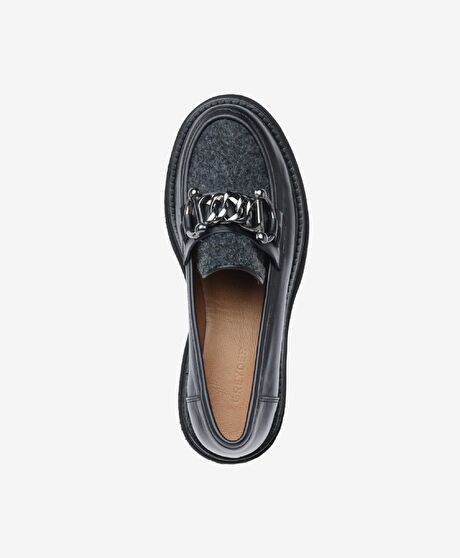 Kadın Mat Siyah Hakiki Deri Loafer Ayakkabı