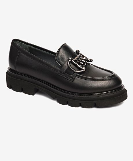Kadın Siyah Hakiki Deri Loafer Ayakkabı