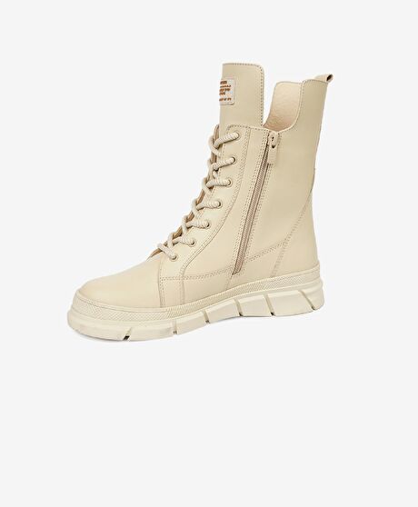 Kadın Ekru Hakiki Deri Günlük Bot