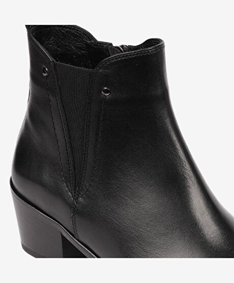 Kadın Siyah Hakiki Deri Topuklu Chelsea Bot