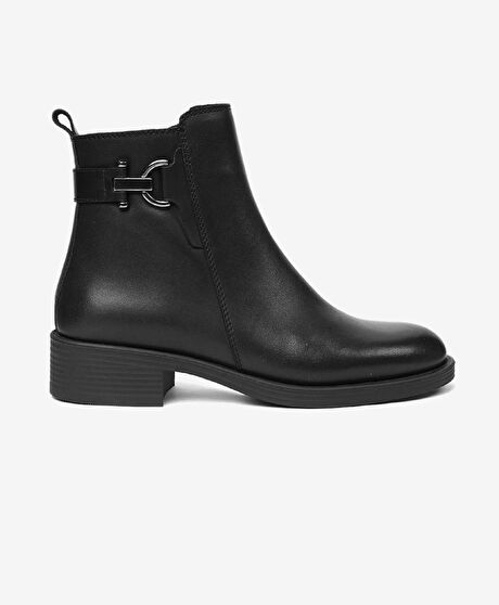 Kadın Siyah Hakiki Deri Topuklu Bot