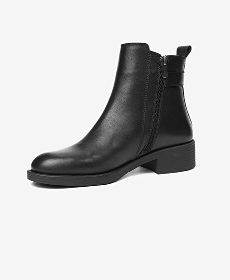 Kadın Siyah Hakiki Deri Topuklu Bot