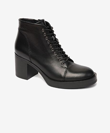 Kadın Siyah Hakiki Deri Topuklu Bot