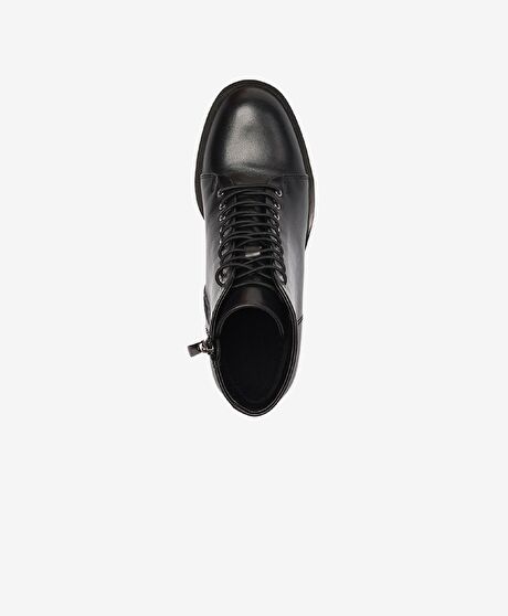 Kadın Siyah Hakiki Deri Topuklu Bot