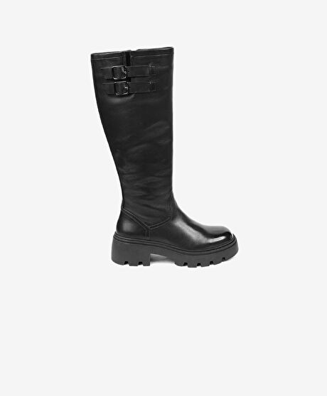 Kadın Siyah Hakiki Deri Topuklu Çizme