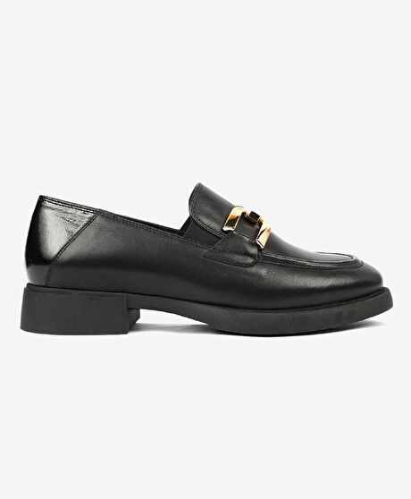 Kadın Siyah Hakiki Deri Loafer Ayakkabı