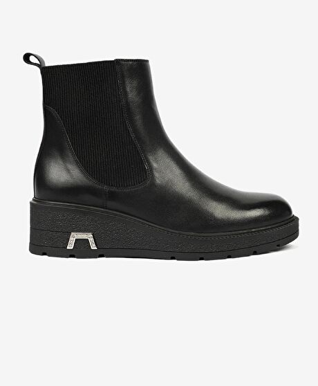 Kadın Siyah Hakiki Deri Chelsea Bot