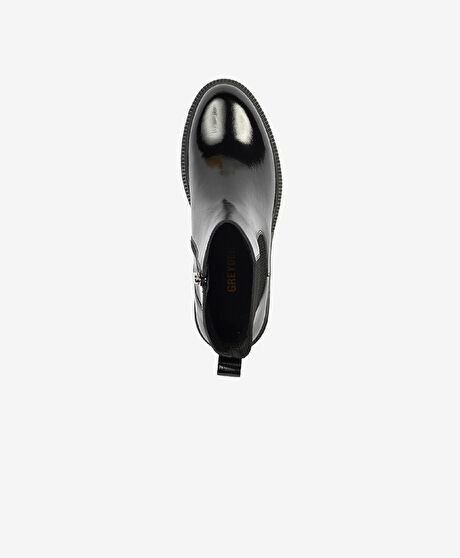 Kadın Siyah Kırışık Rugan Hakiki Deri Chelsea Bot