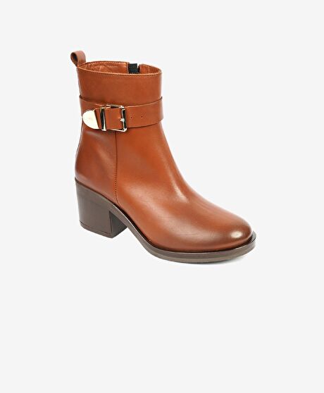 Kadın Taba Hakiki Deri Topuklu Bot
