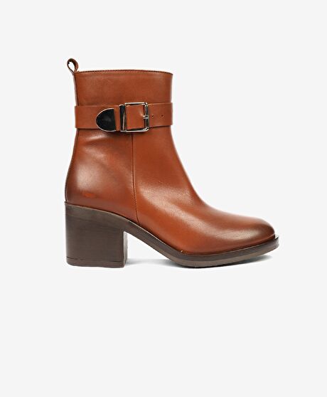Kadın Taba Hakiki Deri Topuklu Bot