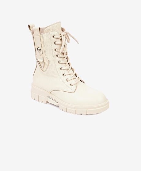 Kadın Bej Hakiki Deri Chelsea Bot