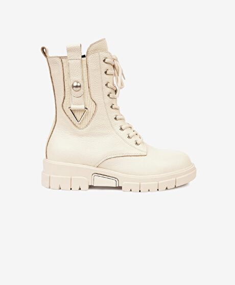 Kadın Bej Hakiki Deri Chelsea Bot