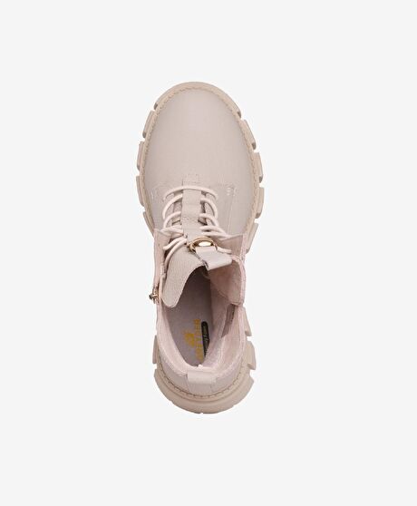 Kadın Ekru Hakiki Deri Termo Taban Military Bot