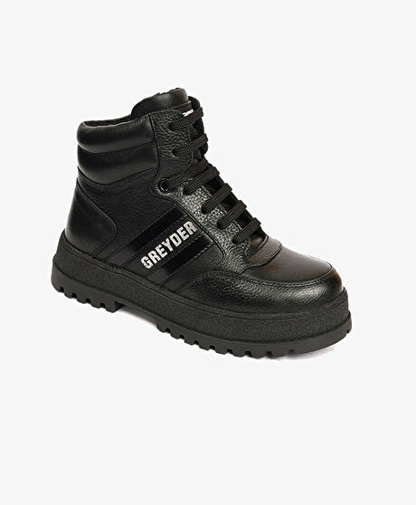 Erkek Çocuk Siyah Hakiki Deri Bot