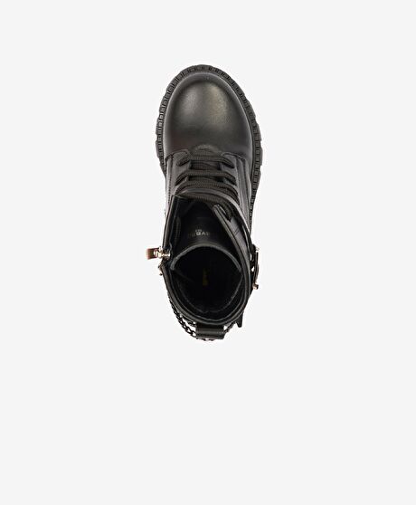 Kız Çocuk Siyah Hakiki Deri Termo Taban Bot