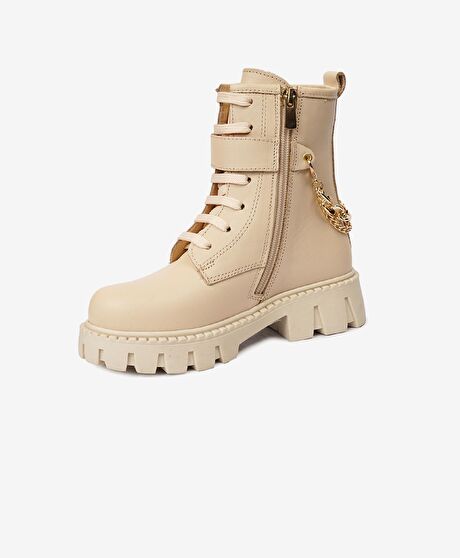 Kız Çocuk Bej Hakiki Deri Bot