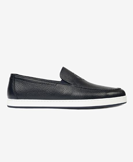 Erkek Lacivert Hakiki Deri Loafer Ayakkabı