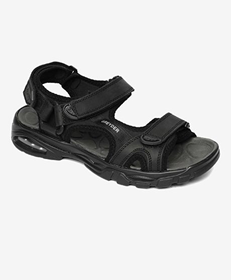 Erkek Siyah Hakiki Deri Sandalet