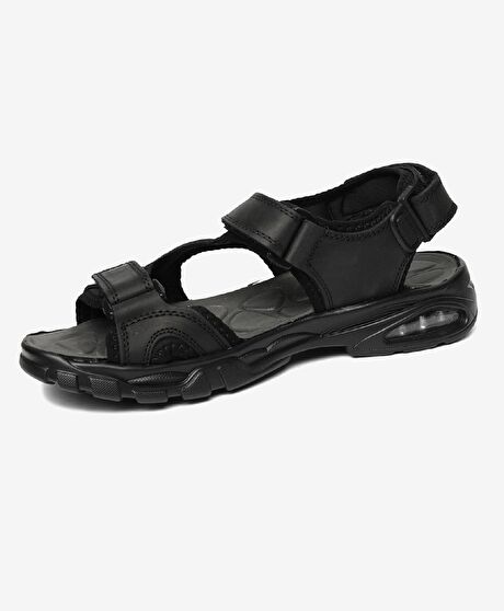 Erkek Siyah Hakiki Deri Sandalet