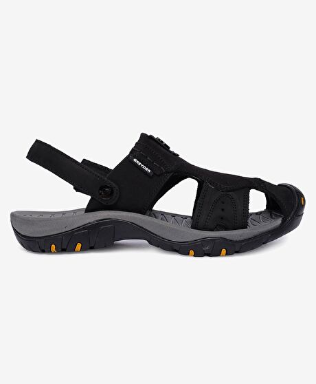 Erkek Siyah Hakiki Deri Sandalet