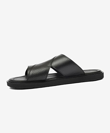 Erkek Siyah Hakiki Deri Terlik