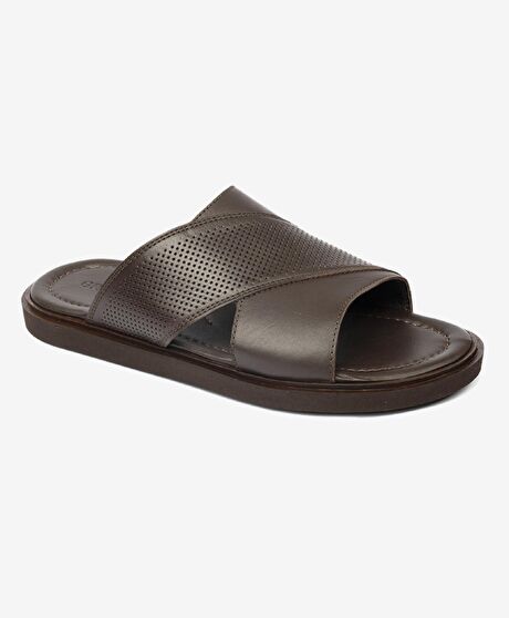 Erkek Kahverengi Hakiki Deri Terlik