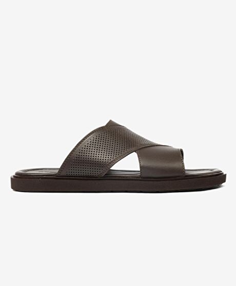 Erkek Kahverengi Hakiki Deri Terlik