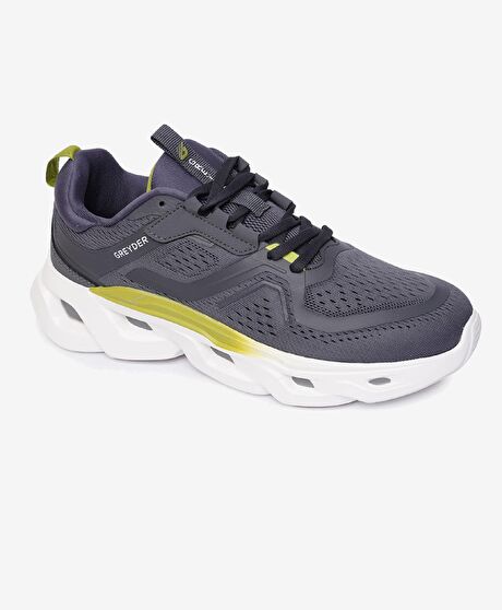 Erkek Koyu Gri Limon Yeşili Spor Ayakkabı