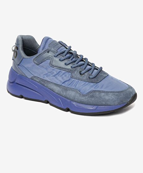 Erkek İndigo Hakiki Deri Spor Ayakkabı