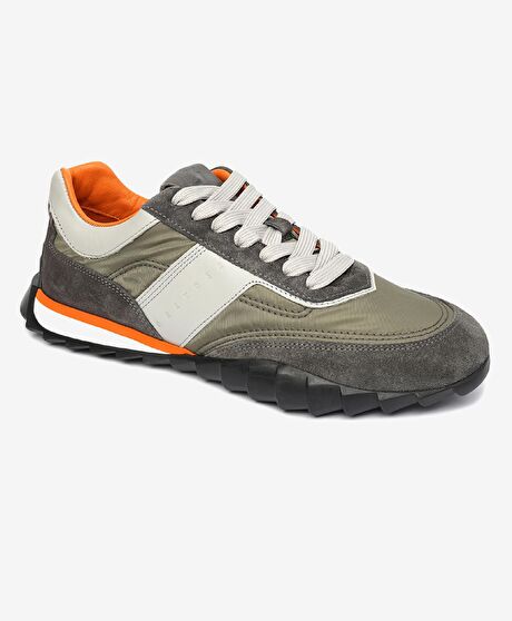 Erkek Koyu Gri Hakiki Deri Spor Ayakkabı