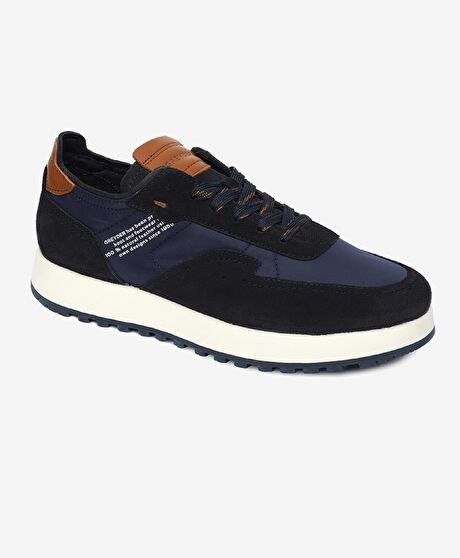 Erkek Açık Lacivert Hakiki Deri Spor Ayakkabı