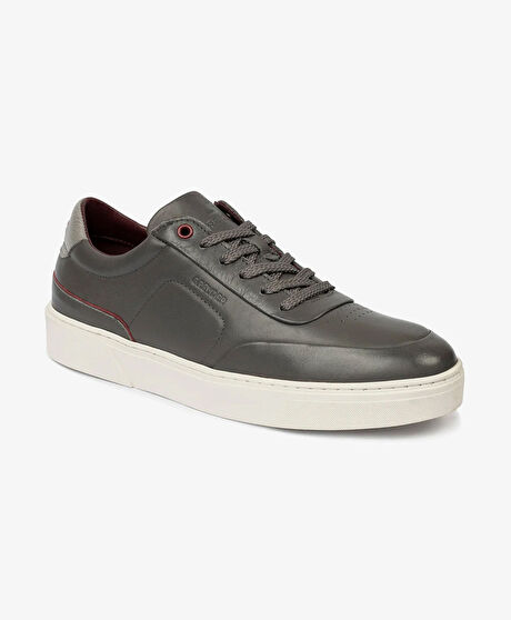 Erkek Antrasit Hakiki Deri Sneaker Ayakkabı