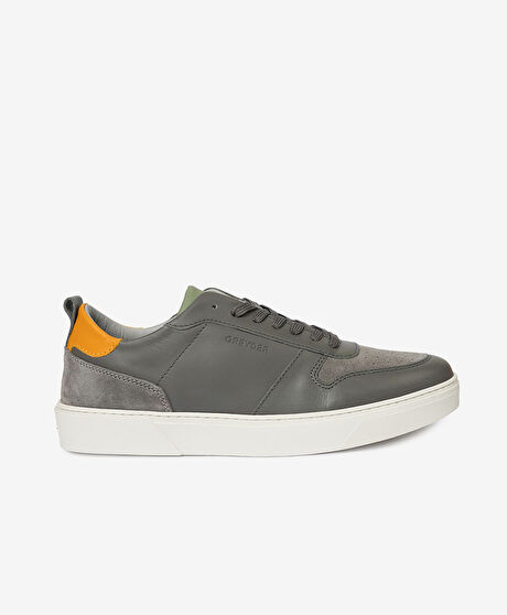 Erkek Antrasit Hakiki Deri Sneaker Ayakkabı