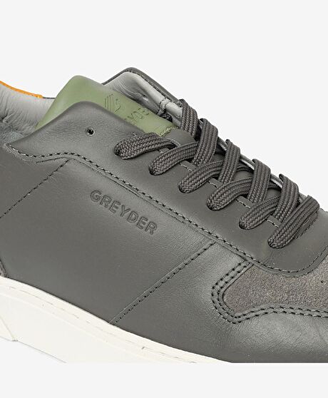 Erkek Antrasit Hakiki Deri Sneaker Ayakkabı