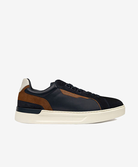 Erkek Açık Lacivert Hakiki Deri Sneaker Ayakkabı