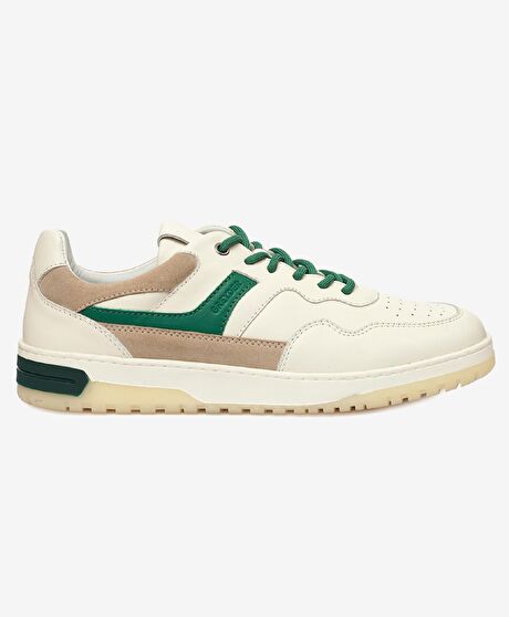 Erkek Beyaz Yeşil Hakiki Deri Sneaker Ayakkabı