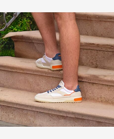 Erkek Kirli Beyaz Hakiki Deri Sneaker Ayakkabı