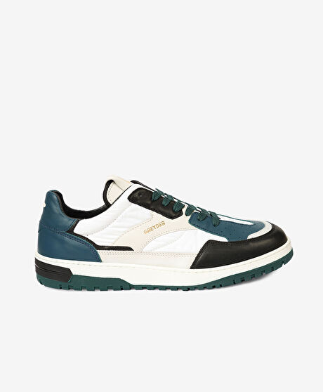 Erkek Siyah Beyaz Hakiki Deri Sneaker Ayakkabı