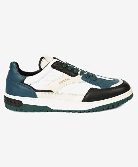 Erkek Siyah Beyaz Hakiki Deri Sneaker Ayakkabı