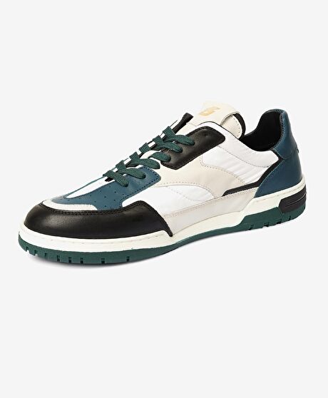 Erkek Siyah Beyaz Hakiki Deri Sneaker Ayakkabı