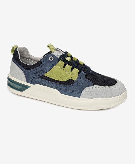 Erkek İndigo Hakiki Deri Sneaker Ayakkabı