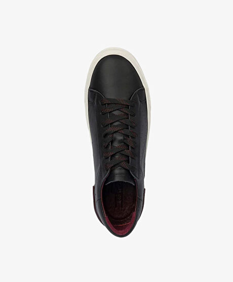 Erkek Siyah Hakiki Deri Sneaker Ayakkabı