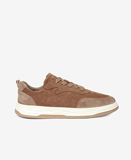 Erkek Koyu Vizon Hakiki Deri Sneaker Ayakkabı